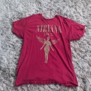 Hot pink Nirvana “In Utero” tour t-shirt. Brand- Nirvana Size- Medium